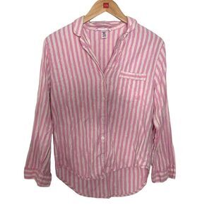 Victoria’s Secret Pink Striped Button-up Pajama Top Size Small